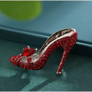 Shinny Rhinestone Red High Heel Shoes Brooch Pin 1.8” Inch‎ Jewelry New